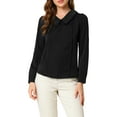 thumbnail image 1 of INSPIRAR CHIC Blusa de Manga Larga con Cuello Peter Pan y Botones Decorativos en la Espalda, Color Negro, Talla L, 1 of 8