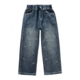 thumbnail image 2 of Fozruso Girls High Waisted Uniform Pants Girls Fashion Cute Personality Pants Elastic Waist Wide Leg Jeans Casual Demin Pants With Pockets Sizes 5-6 Years, 2 of 6