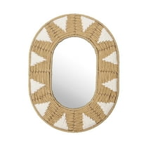 GnFlus Bohomain Wall Decor Oval Mirror Seagrass Decorative Mirror Wall-Mounted Home Decorations Accents Size 16.54”x12.6”