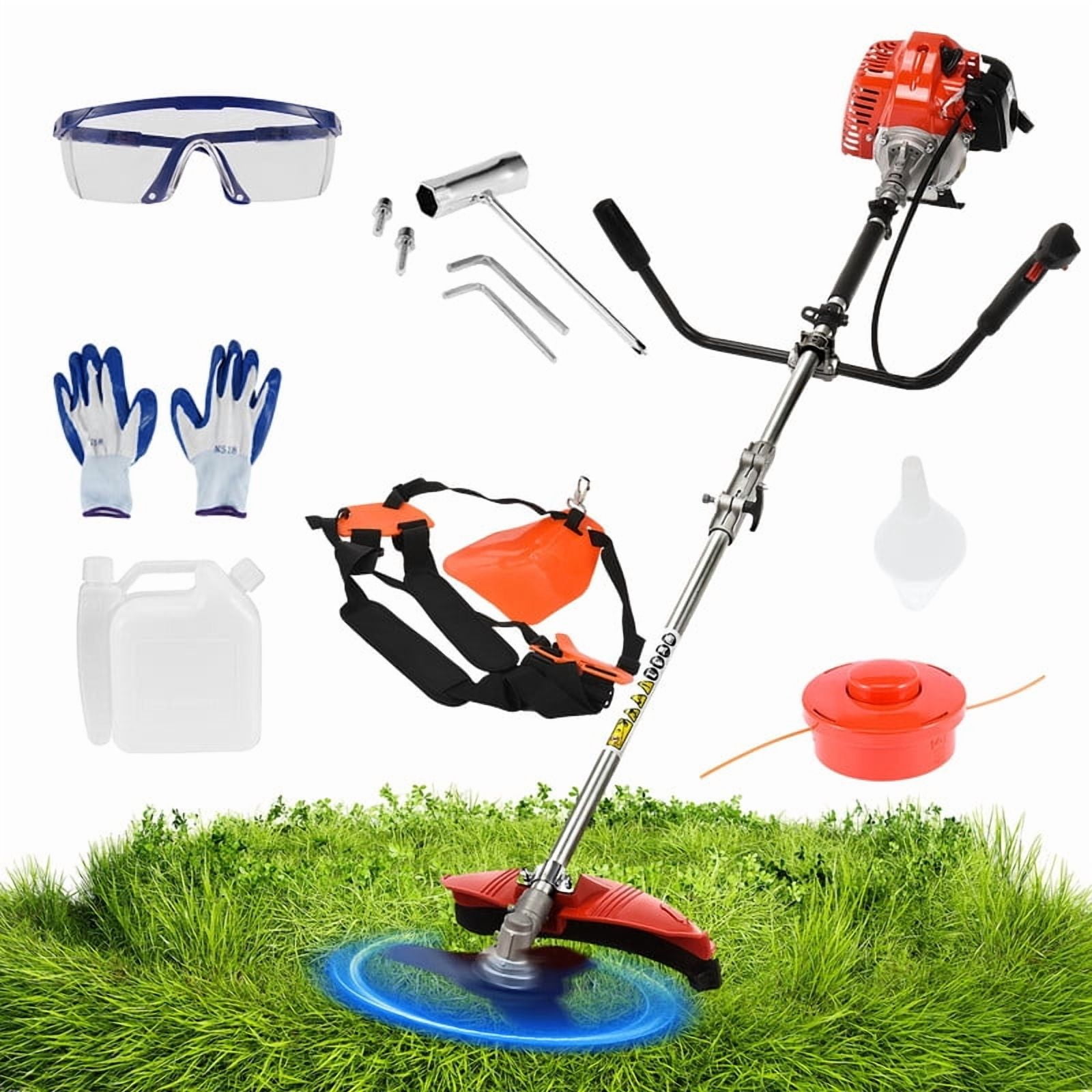 Seipouy Gas Weed Wacker Cordless 2 in 1 String Trimmer, 52cc 2 Cycle Weed Eater with Anti-Slip Handle Brush Cutter Garden Tools Edger Lawn Tool