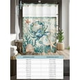 thumbnail image 6 of No Hook Cloth Fabric Shower Curtain with Snap in Liner, Teal Coastal Crab Waterproof Shower Curtains Set with See Through Top Window, Vintage Summer Beach Nautical Coral Bath Curtains Shower 36"x78", 6 of 6