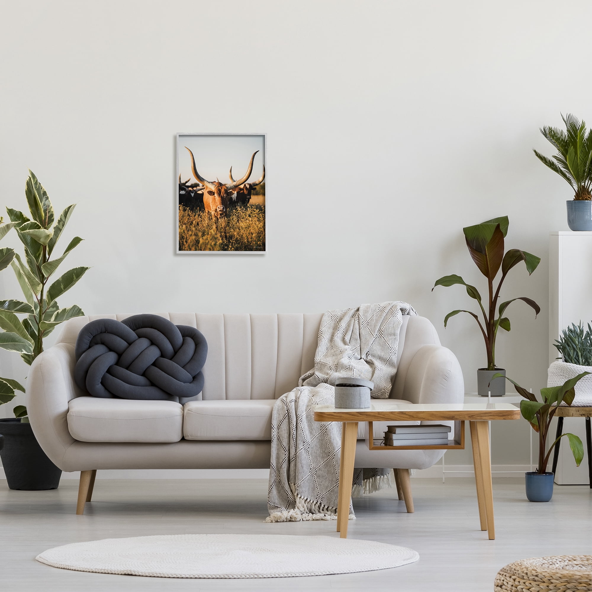 Stupell Industries Longhorn Herd Photography Animals & Insects Photography Gray Framed Art Print Wall Art, 16 x 20