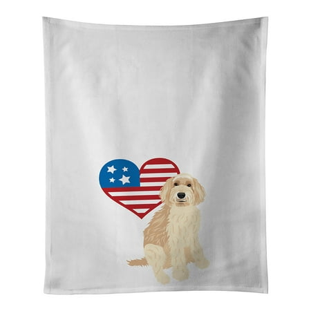 

Doodle Fawn #2 Patriotic White Kitchen Towel Set of 2 19 in x 28 in