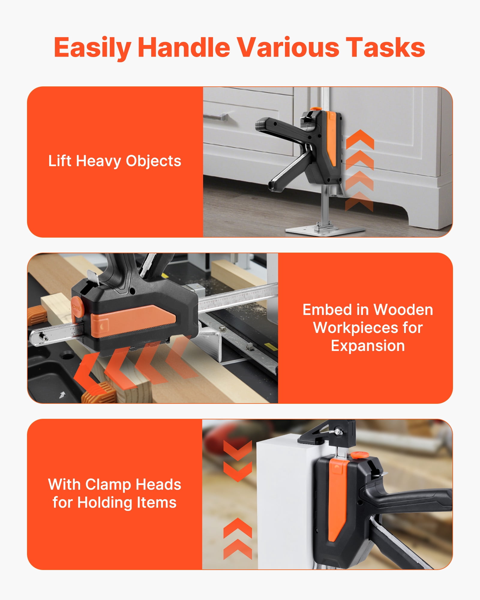 VEVOR Labor Saving Arm Jack, 2 PCS 440 lbs Bearing Capacity, Lifting up to 7.7", Metal Hand Lifting Jack Tool with Magnetic Level, 2 Adjustment Modes, for Door, Window, Furniture, Woodworking, Black