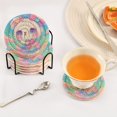 thumbnail image 5 of Haosy Set of 6 Drink Woven Coaster with Holder Heat Resistant Non-Slip Bar Coasters 4 Inches Lovely Panda and Rainbow, 5 of 7