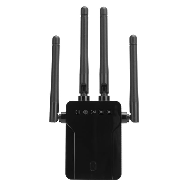 Repetidor inalámbrico amplificador de extensión de red de señal WiFi de doble banda negro 100-240V (enchufe estadounidense)