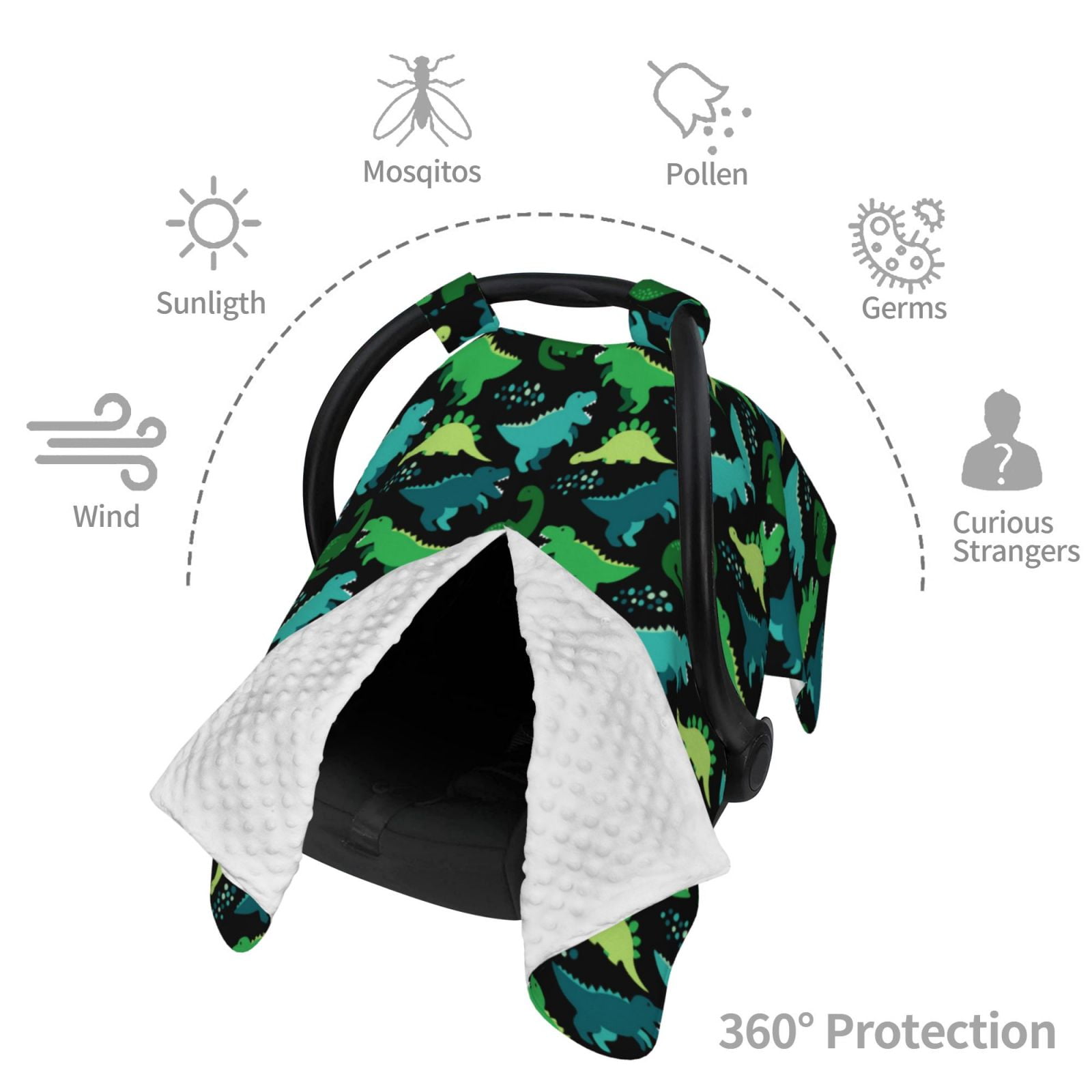 Car Seat Cover Baby - green Dinosaur Breathable Infant Car Seat Cover for Baby Carseat, Lightweight Comfort Baby Essentials Must Haves Newborn Stuff for Girl Boy