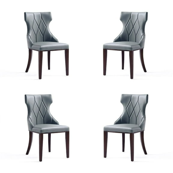 Manhattan Comfort Reine 18.5" Faux Leather Dining Chair in Gray (Set of 4)