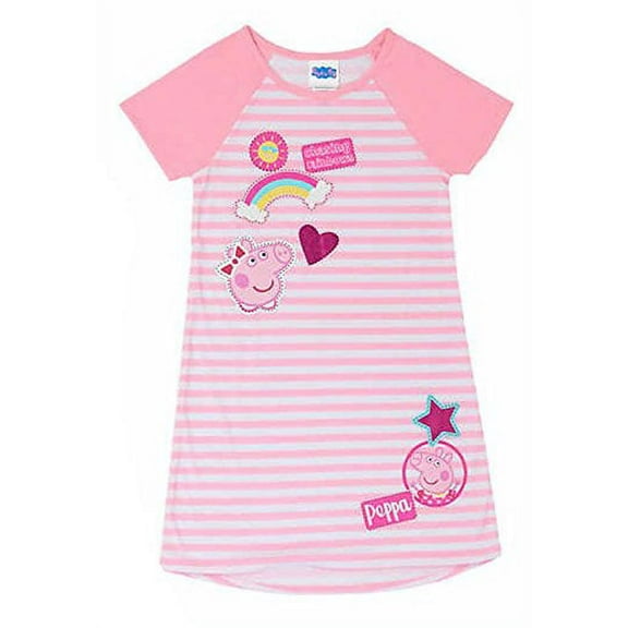 Peppa Pig Pink Striped Chasing Rainbows Nightgown, Gown, Size 4T