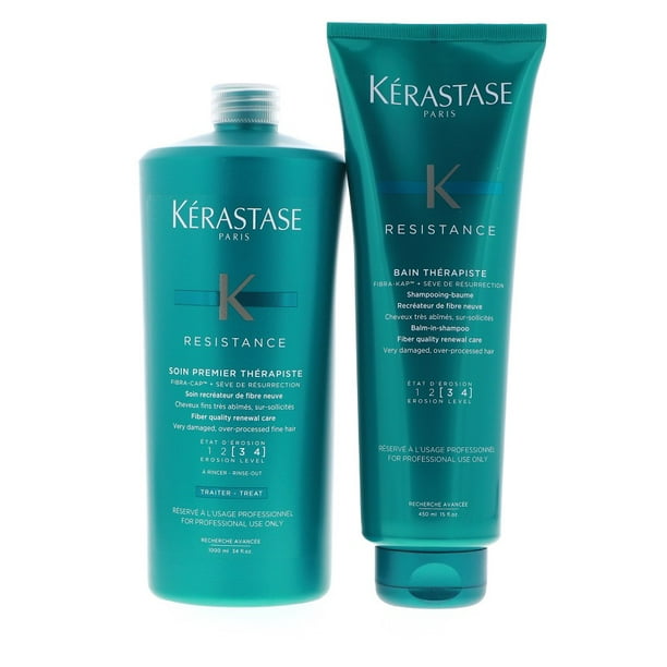 Kerastase Kerastase Resistance Bain Therapiste Shampoo 15 Oz 1 Pc Kerastase Resistance Soin Premier Therapiste Conditioner 34 Oz 1 Pc Walmart Com Walmart Com
