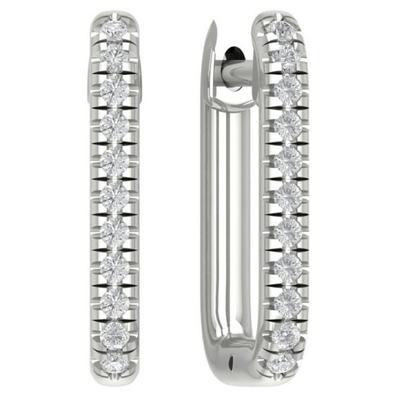 Sterling Silver Diamond Hoop Earrings (1/10 cttw, I-J Color, I2-I3 Clarity)