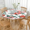 thumbnail image 3 of Round Tablecloth Rustic Floral and Bee Artwork, Waterproof Wipeable Table Cover with Elastic Edge for Outdoor Kitchen Patio, 3 of 7