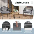 thumbnail image 4 of Dozzle 3-Piece Patio Bistro Set with Cushions, All-Weather Woven Rope Chairs and Coffee Table for Balcony, Garden,Gray, 4 of 7