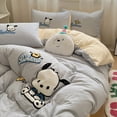 thumbnail image 4 of Toalla de perro Sanrio Pacha bordada de algodón puro, juego de cuatro piezas, ropa de cama de algodón de dibujos animados de 1,5 m, juego de tres piezas, linda sábana de 1,8 m, 4 of 5