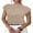 Beige, variant on Womens Short Sleeve Sweater Mock Neck Summer Top Dressy Casual Basic Knit Pullover Shirt White Tops
