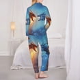 thumbnail image 3 of Pajama Sets for Women 2 Pcs, Red and Blue Fire Dragon A Button Down Long Sleeve Sleepwear Lounge PJ Sets, 3 of 6