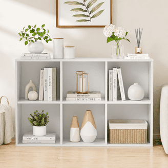 Uforic 6 Cube Organizer Bookcase, Farmhouse Cubby Bookshelf