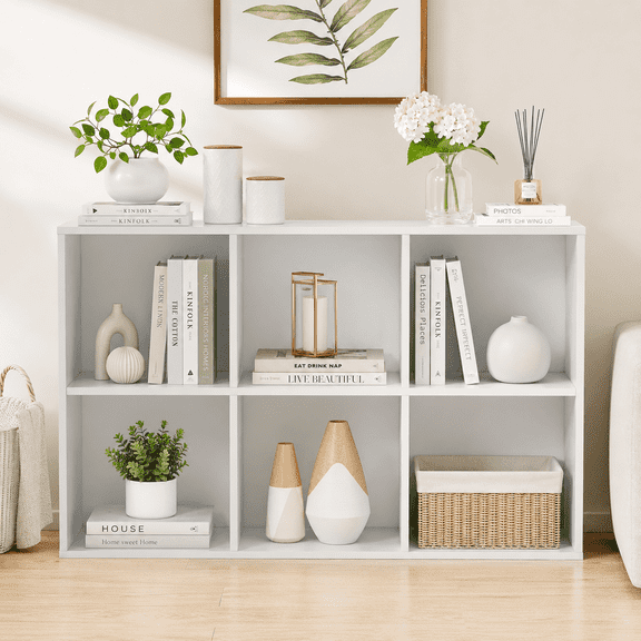 Anhdah 6 Cube Storage Organizer, Cube Bookcase Closed Back Panel Bedroom, Living Room, Home Office, Closet Bookshelves White