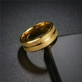 thumbnail image 2 of PAMTIER Men's Stainless Steel 8MM Simple Sandblasted Eternity Ring Wedding Band Gold Size 6, 2 of 4