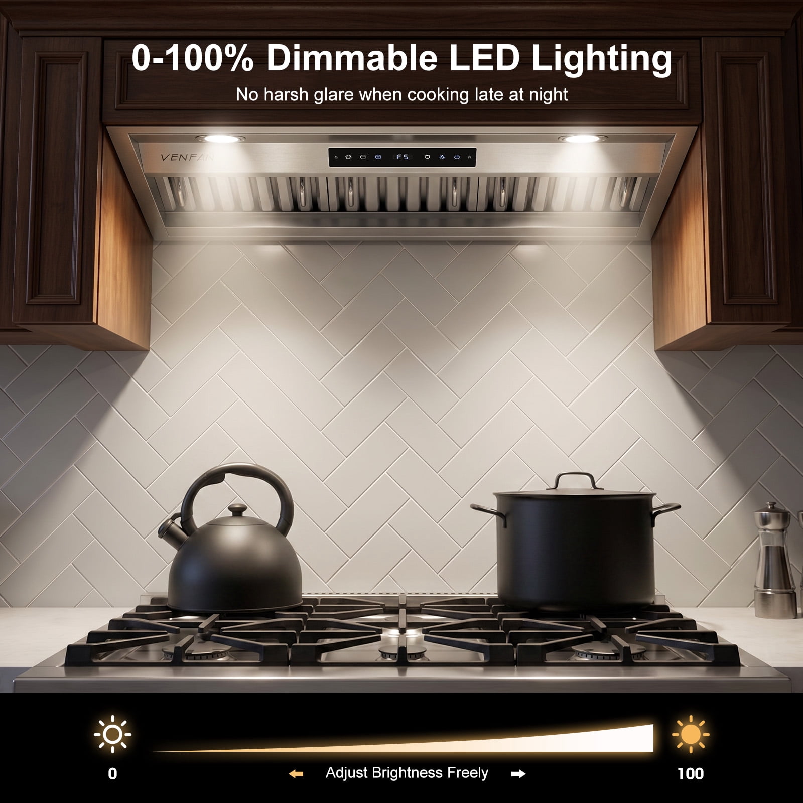 VENFAN 36 Inch Range Hood Insert , 1200 CFM Ultra Quiet Kitchen Vent Hood, Gesture & Touch Control, Ducted/Ductless Convertible, Stainless Steel with Memory Function