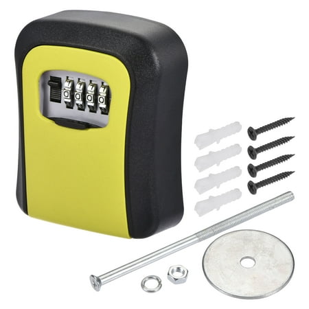 Uxcell Key Lock Box Key Storage 4 Digit Combination Waterproof Wall Mount Yellow