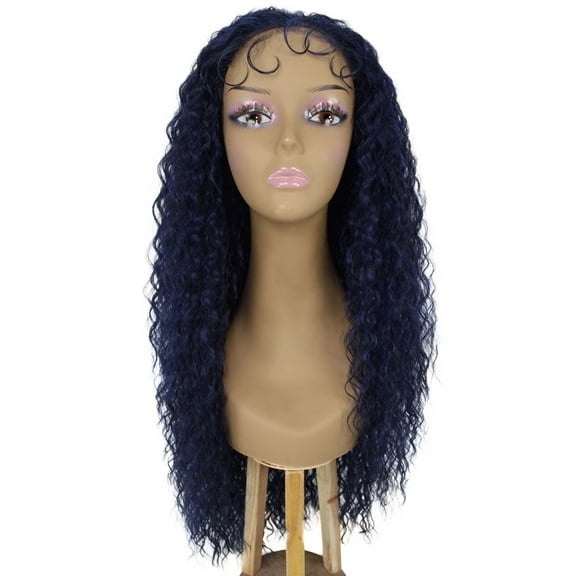 LUXLUXE Jazmin Wavy Trendy Blue and Black Blend Color Costume Crown Wigs with Heat Resistant Fibers, 1 Count