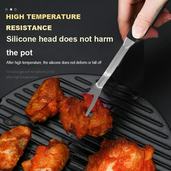 Outdoor BBQ Barbecue Tool Set 3 Piece Stainless Steel Barbecue Fork Barbecue Tongs Barbecue Spatula Kitchen Silicone for Cooking Metal for Candle Making Camp Cooking Utensils Small Serving Rubber for