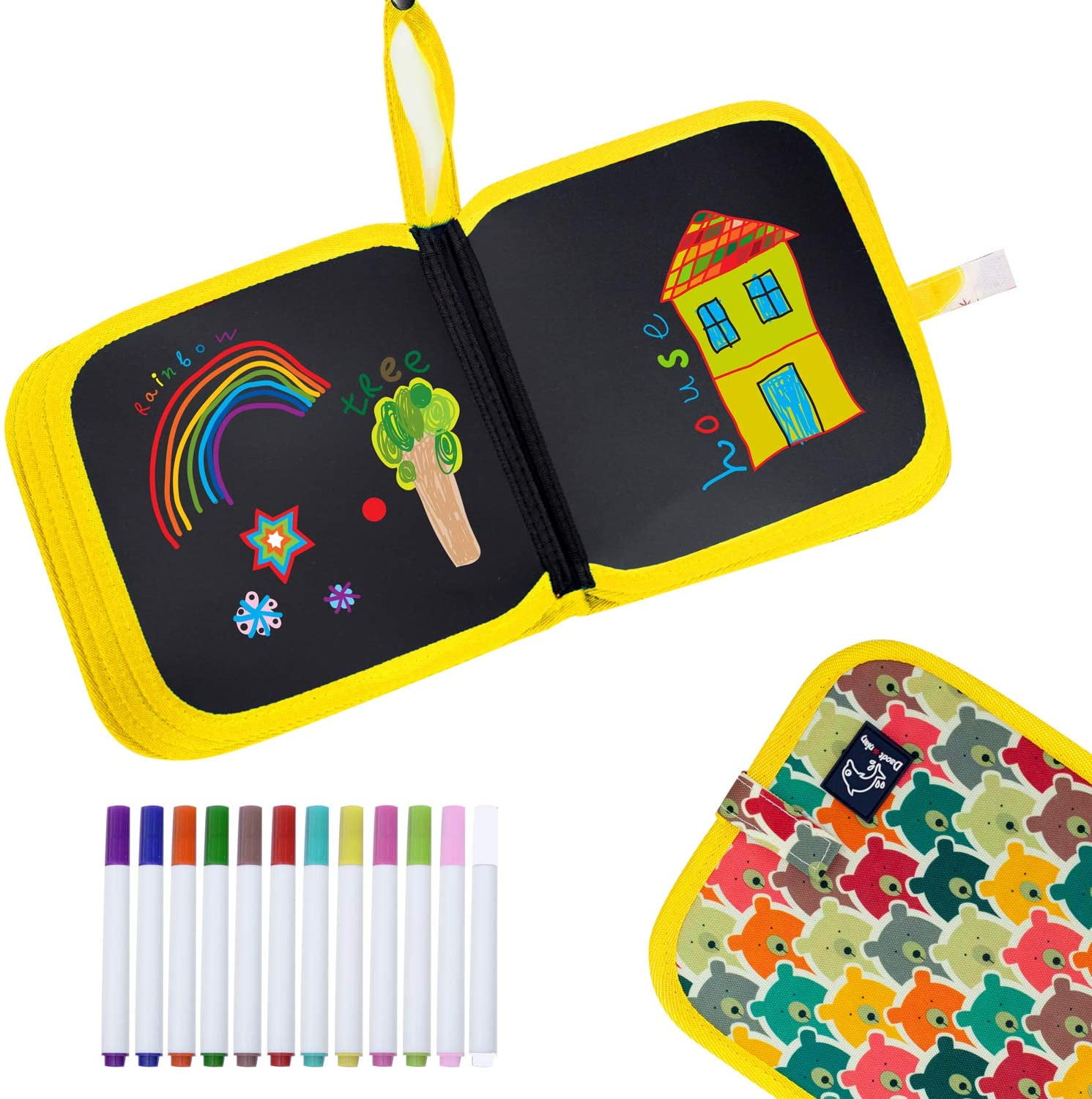 Portable Drawing Board Kids Color Chalk Book Learning Doodle Board Cloth Book 