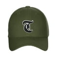thumbnail image 2 of Daxton Structured Baseball Hat Cap Old English A to Z Letter Number Initial-Olive, Letter T, 2 of 4