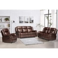 thumbnail image 4 of Hybition 3-Piece Living Room Set, PU Leather Reclining Sofa Set, Hidden Console with Cup Holders, Storage Box-Color:Brown, 4 of 7