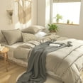 Move Over Taupe Bedding Set King Pom Poms Duvet Cover Set Three Layer