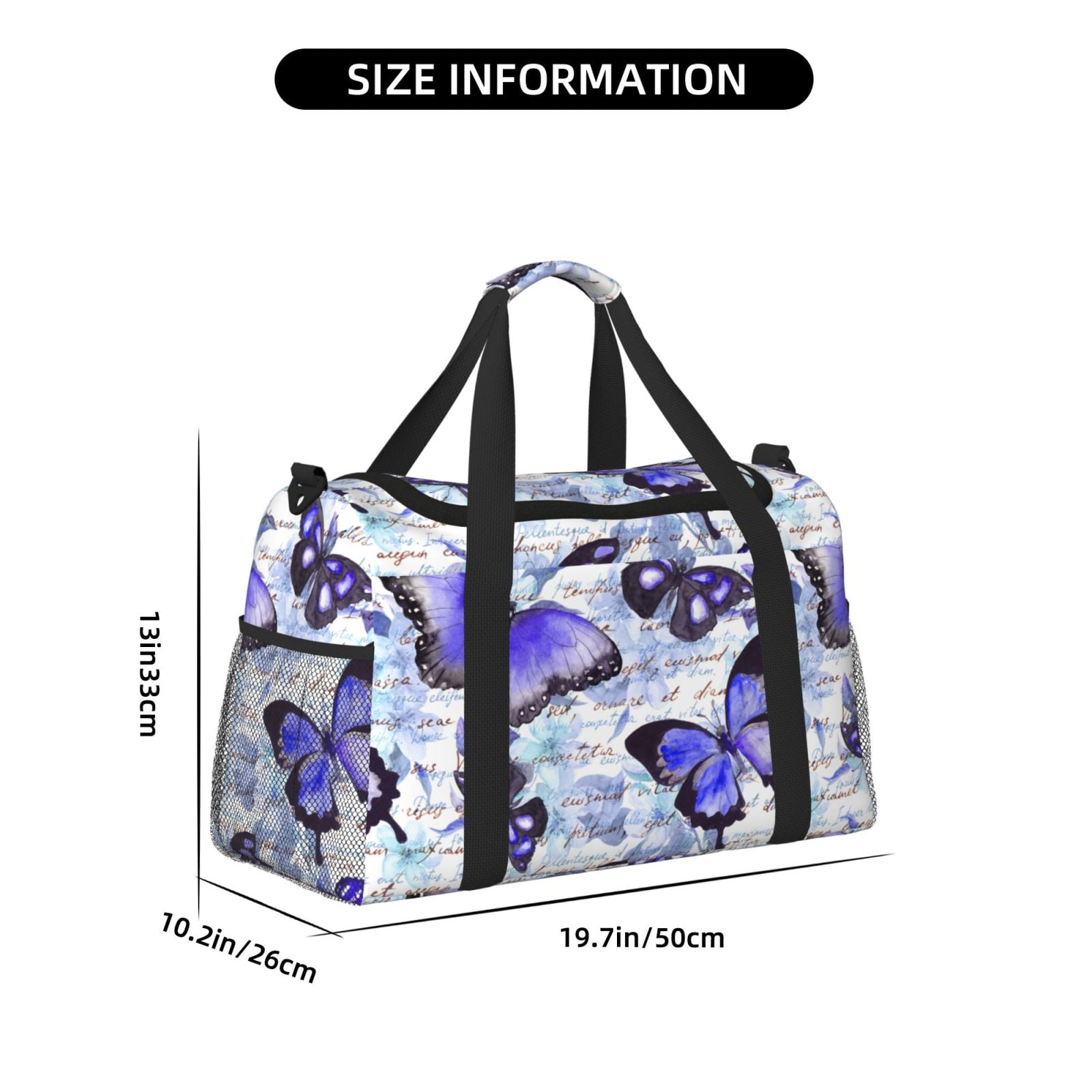 Fuzoiu Butterflies Print Travel Duffle Bag,Carry On Tote Bags,Duffel Bag,Sport Gym Bag, Hospital Bag for Labor and Delivery, Overnight Bag,Luggage Bag