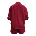 thumbnail image 5 of Costeam Womens 2 Piece Solid Matching Outfit Long Sleeve Crew Neck Top High Waist Wide Leg Pants Side Slip Pockets Soft Stretch Loose Casual Loungewear Two Piece Set, 5 of 5