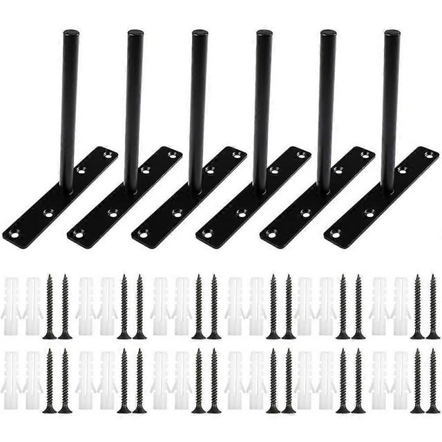 Hidden Floating Shelf Bracket Wall Mounting Bathroom Use Black Iron 6Set