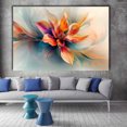 thumbnail image 2 of Mudket Orange and Teal Fluid Abstract Flower Canvas Wall Art, Modern Floral Wall Decor, Framed Ready to Hang Artwork for Living Room Bedroom Office - 12"L x 8"W, 2 of 10