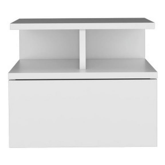 Pemberly Row Contemporary Engineered Wood Floating Nightstand in White