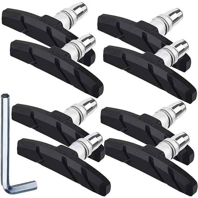 Baohd 4 Pairs V Brake Pad Wheel Stopper Part Braking Pads Bike Replace Accessory Black