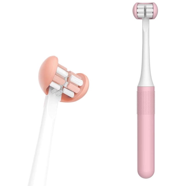 Cepillos de dientes 3D para niños, cepillo de dientes envuelto de 3 caras, cuidado bucal, rosa WD.WDQZL Hogar