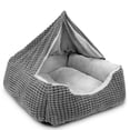 thumbnail image 1 of Cama para perros GASUR con capucha rectangular en forma de cueva, color gris, 1 of 5