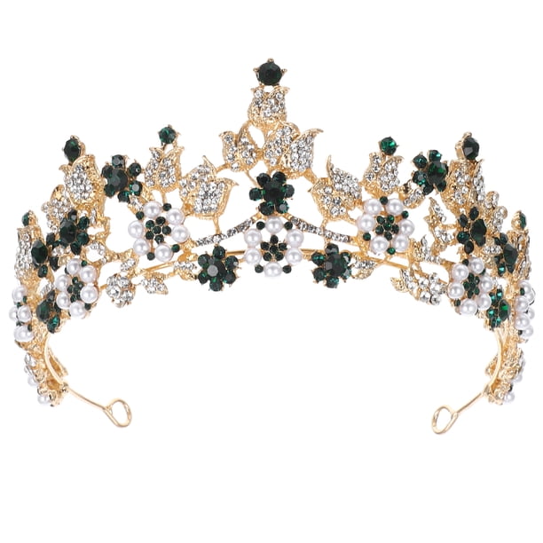 GOOHOCHY Diadema con corona de novia, tocado de novia, tiara de diamantes de imitación, tocado, decoración para la cabeza para fiesta de boda