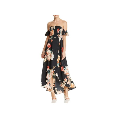 Gypsy Maxi - Band of Gypsies Womens Floral Print Off-The-Shoulder Maxi Dress