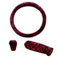 thumbnail image 3 of Jacenvly Christmas Decorations Indoor Plush Leopard Steering Wheel Cover Three Piece Car Handle Cover Gear Cover Bathroom Decor, 3 of 5