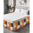 thumbnail image 4 of Abstract Color Stitching Bed Skirt King Size 16&nbsp;Inch Drop, Vintage Gary Orange Graffiti Wrap Around Dust Ruffle Bedskirts, Wrinkle & Fade Resistant Easy Fit Bedskirt with Adjustable Elastic, 4 of 8