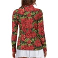 thumbnail image 2 of Yuyamidu Red Poinsettia Golf Shirts for Women Blue Golf Top Lightweight Tennis Shirt Soft Christmas Long Sleeve Athletic Outfits Size XS, 2 of 8