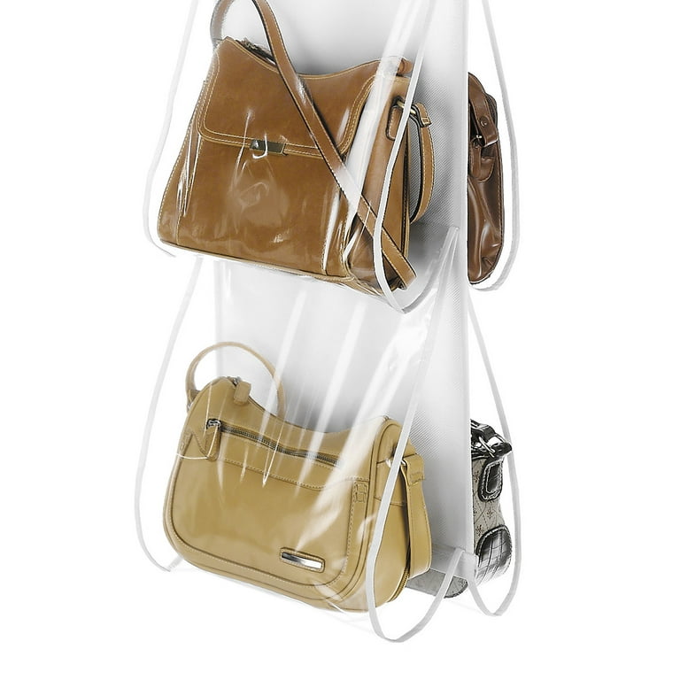 Zober Hanging Purse Organizer 47 L x 12 W, Clear Handbag Organizer for Purses, Handbags etc. 8 Easy Access Clear Vinyl Pockets with 360 Degree Swivel