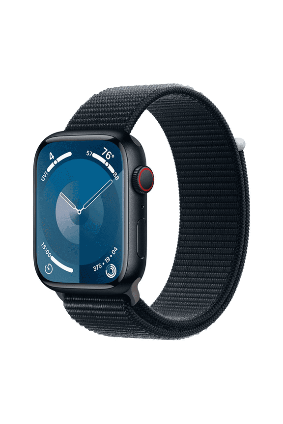 Pre-Owned Apple Watch Series 9 With Blood Oxygen. GPS + Cellular 45mm Aluminum Case with Midnight Sport Loop. - Midnight
