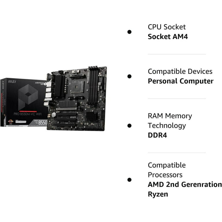 MSI PRO B550-A PRO AM4 AMD B550 SATA 6Gb/s USB 3.0 ATX AMD Motherboard 