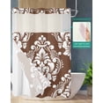 thumbnail image 2 of No Hook Shower Curtain with Snap in Liner, Brown Antique Vintage Damask Pattern Hotel Shower Curtains for Bathroom, Washable Shower Curtain Liner Set with Mesh Top Window, 72”x78”, 2 of 6