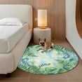 thumbnail image 2 of Green Leaves Round Area Rug 3Ft Washable Small Circle Rugs for Kitchen Entryway, Summer Botanical Watercolor Tropical Leaf Non-Slip Carpet Floor Mats Indoor Outdoor Carpet Runner Aesthetic Home Decor, 2 of 8