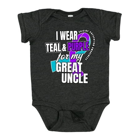 

Inktastic Suicide Prevention I Wear Teal and Purple for My Great Uncle Gift Baby Boy or Baby Girl Bodysuit